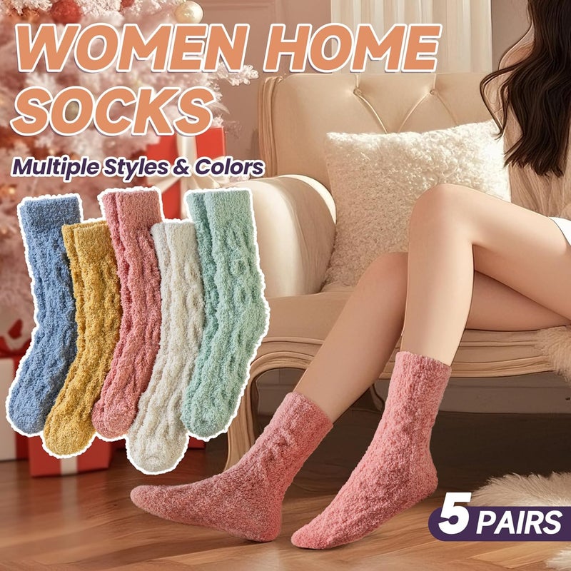 AMENLAN Store Women Fuzzy Slipper Socks Winter Microfiber Soft Cozy Plush Fluffy Socks Warm Comfy Thermal Home Sleeping Socks - Image 5